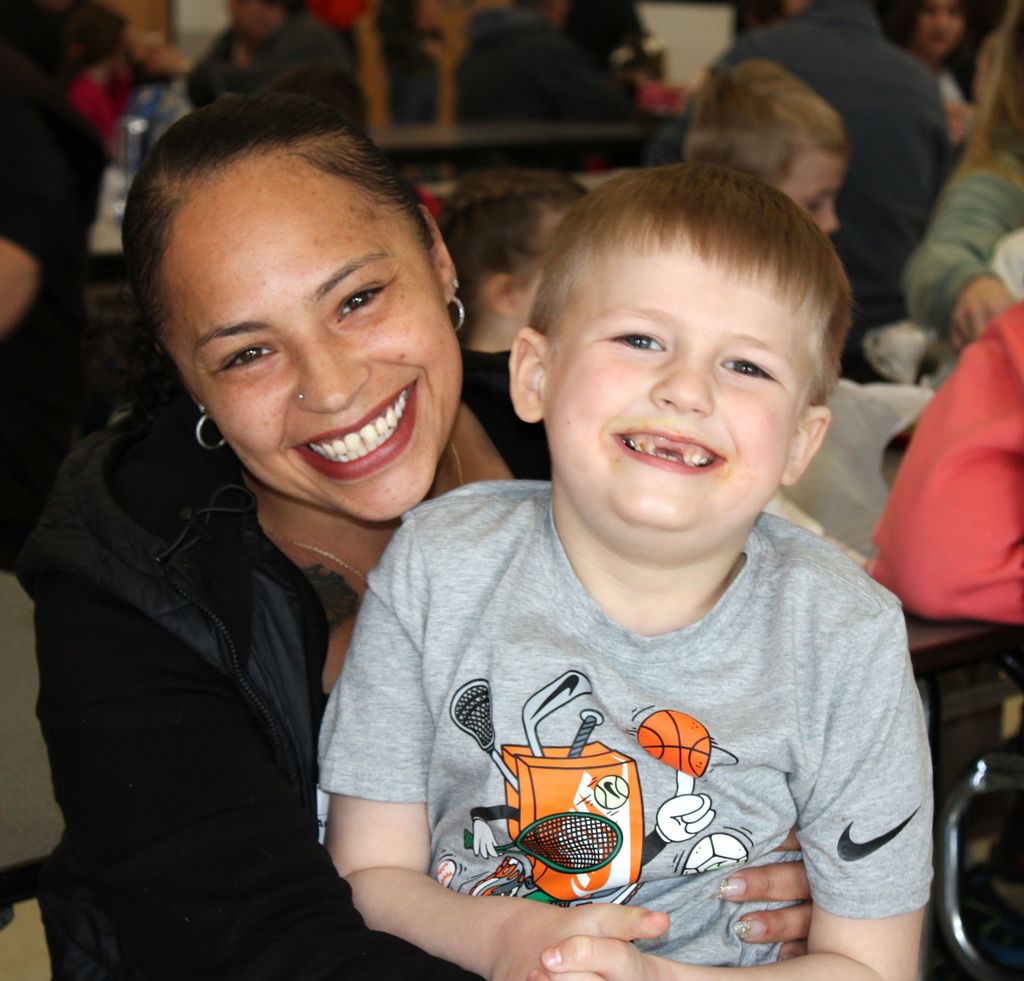 Student with very important person and lunch
