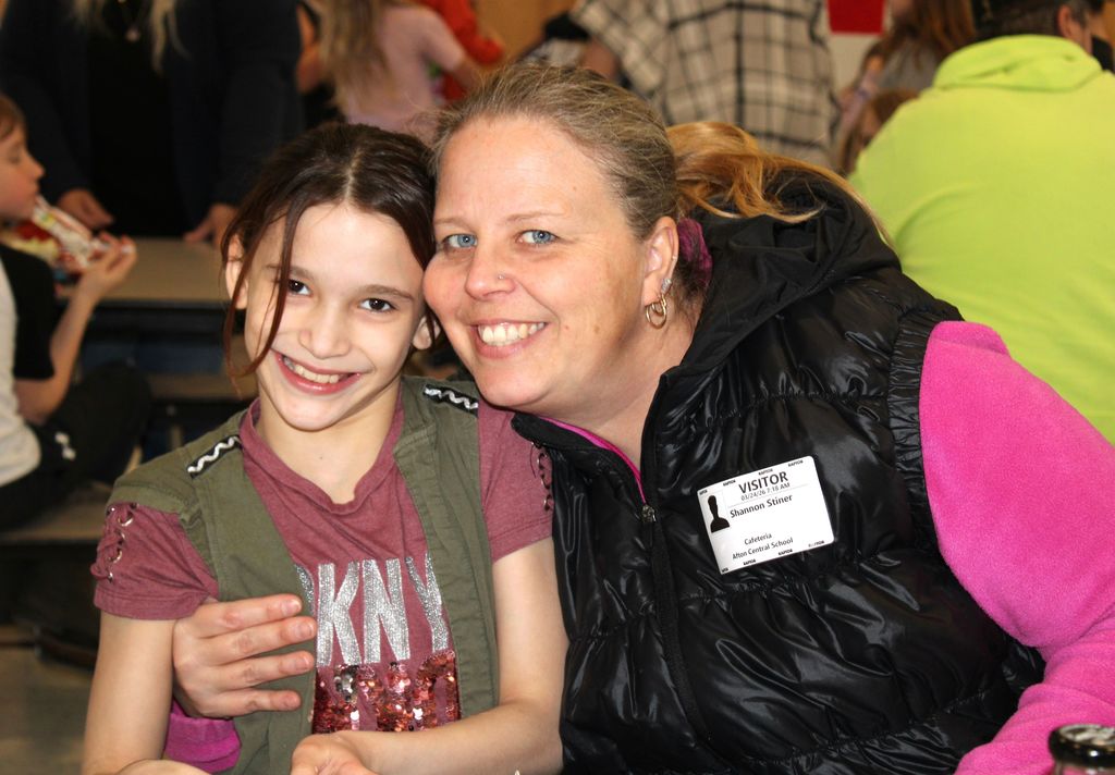 Student with very important person and lunch