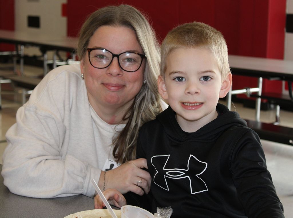 Student with very important person and lunch