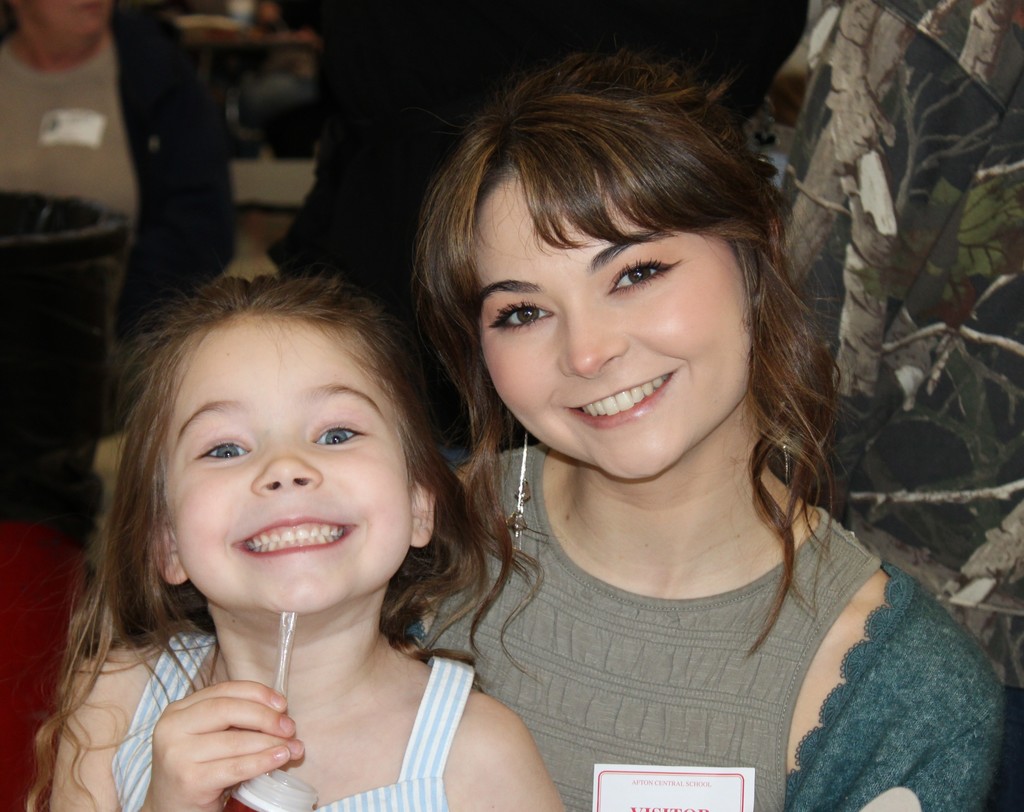 Student with very important person and lunch