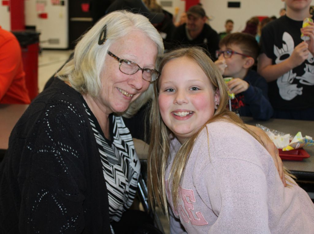Student with very important person and lunch