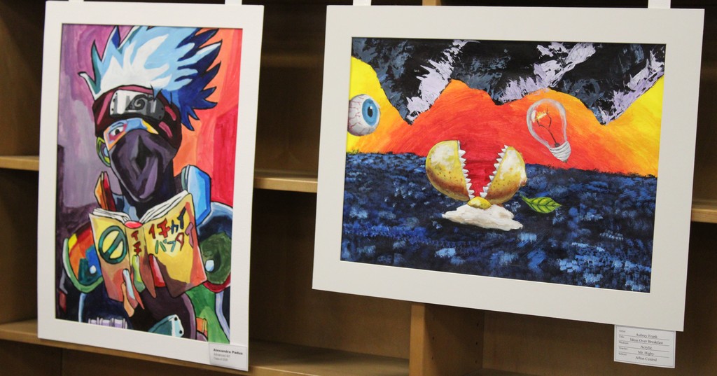 Student paintings on display
