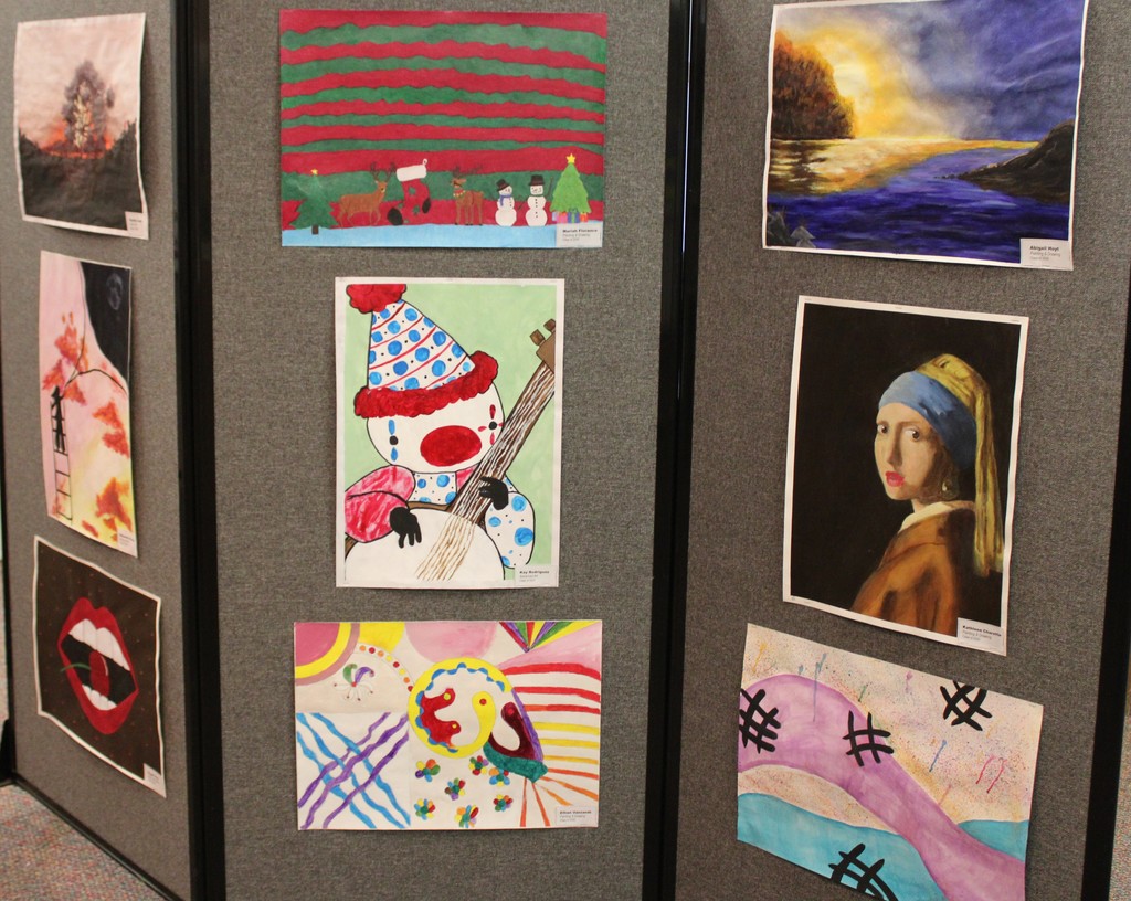 Student paintings on display