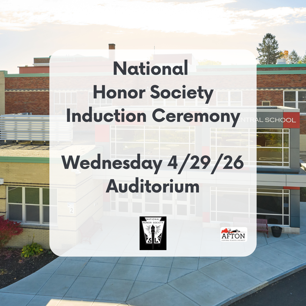 National Honor society Induction Ceremony Wednesday 4/29/26 Auditorium
