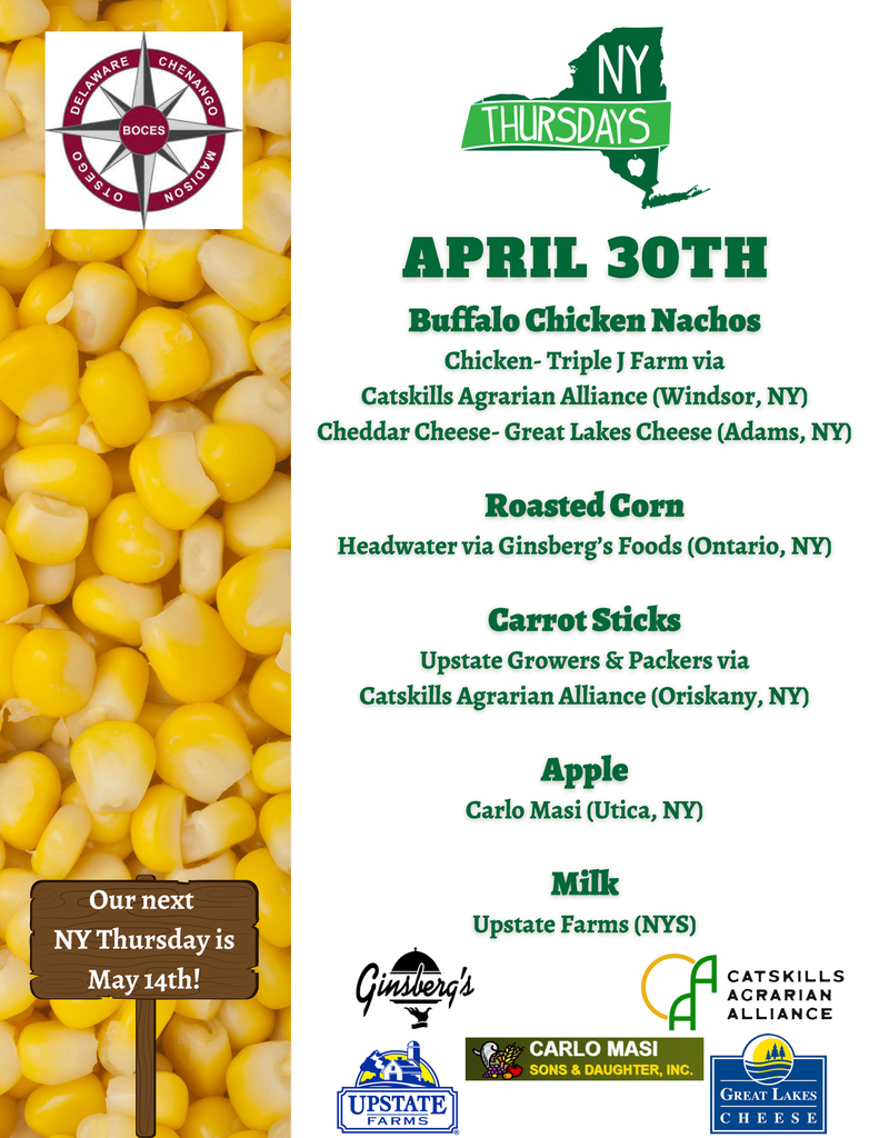 Buffalo Chicken Roasted Corn Carrot Sticks Apple Milk