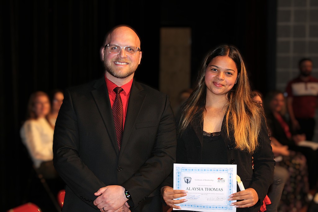 Alaysia Thomas with Principal Carle