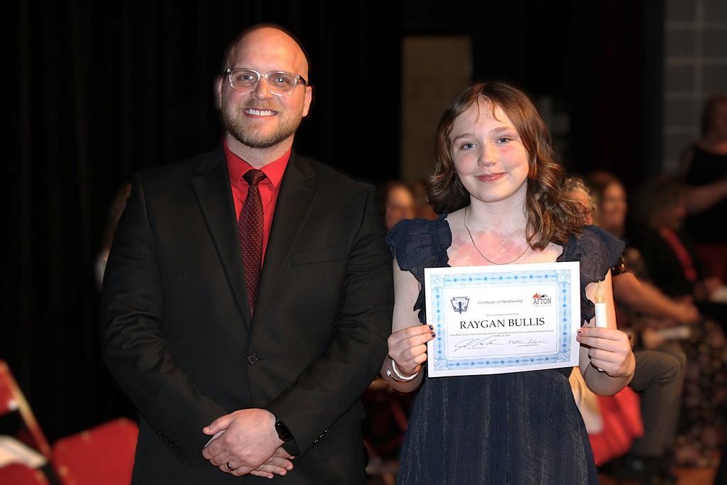 Raygan Bullis with Principal Carle