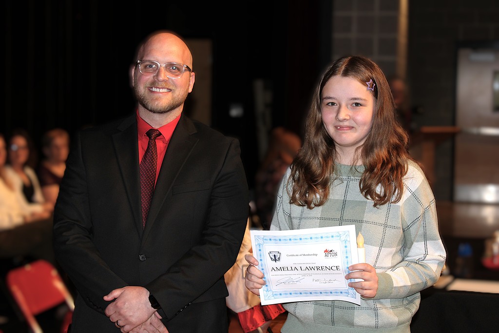 Amelia Lawrence with Principal Carle