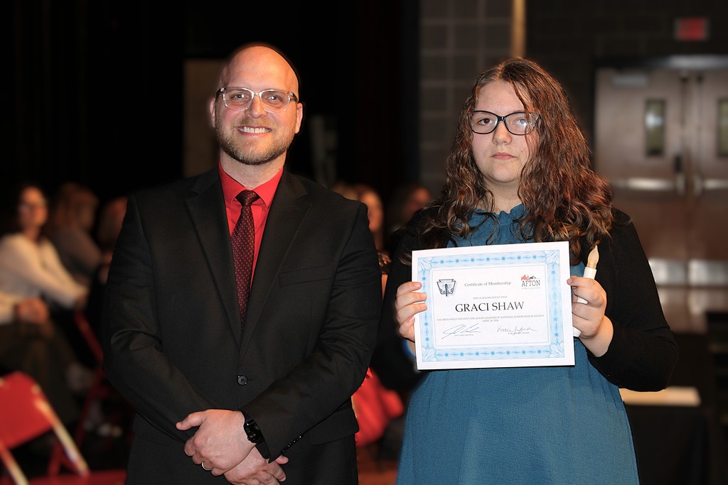Gracie Shaw with Principal Carle