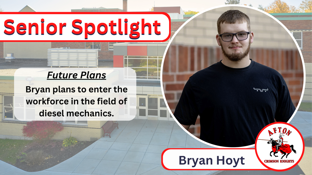 Bryan Hoyt	Bryan plans to enter the workforce in the field of diesel mechanics