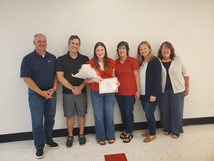 Emilie Hopkins with board of education members