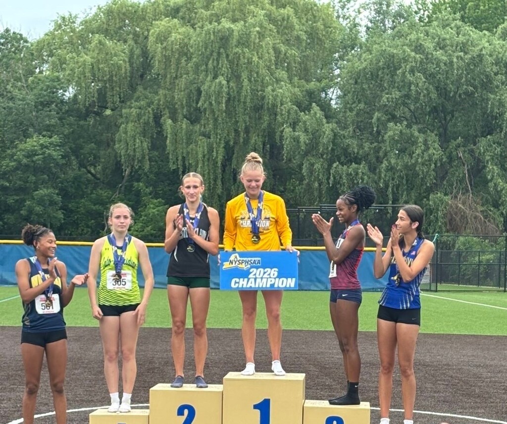 Runners on podium