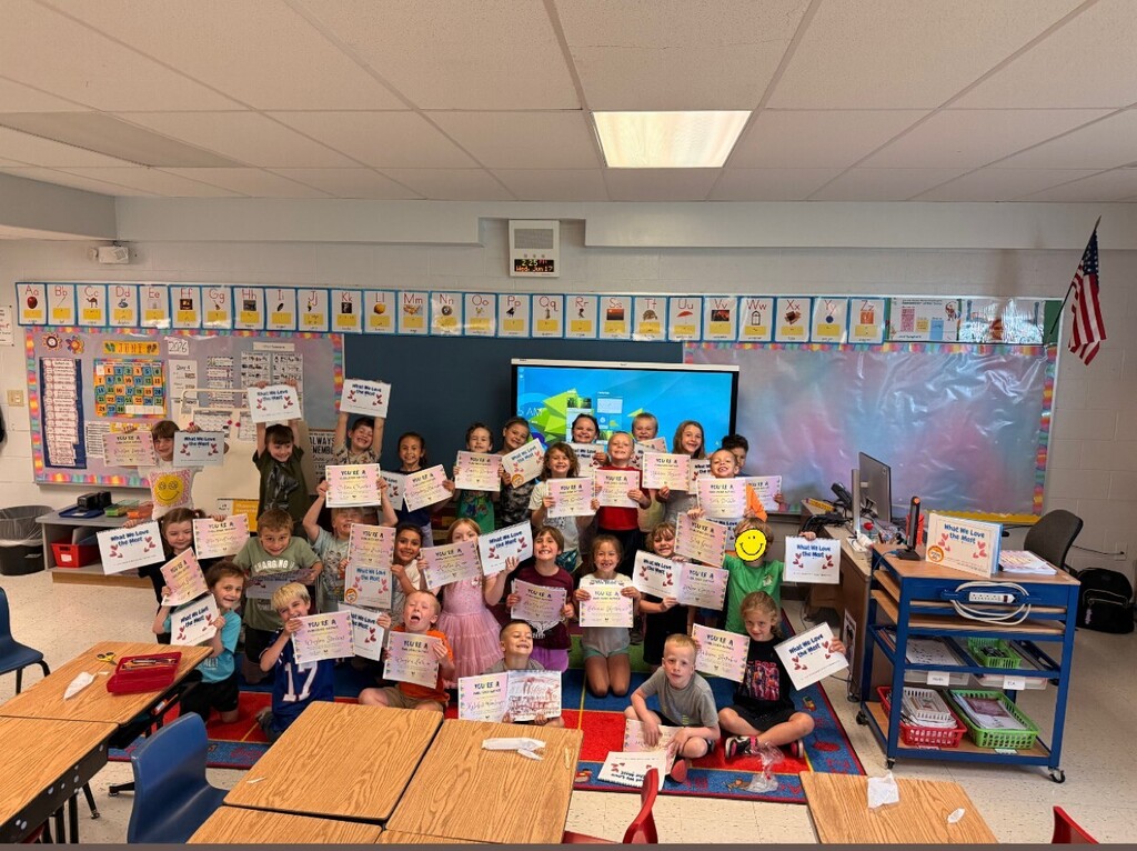 Class of students smiling