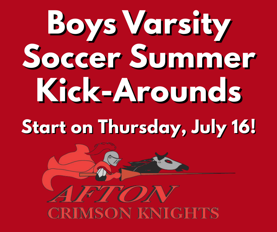 Boys varsity soccer summer kick-arounds start on Thursday, July 16.
