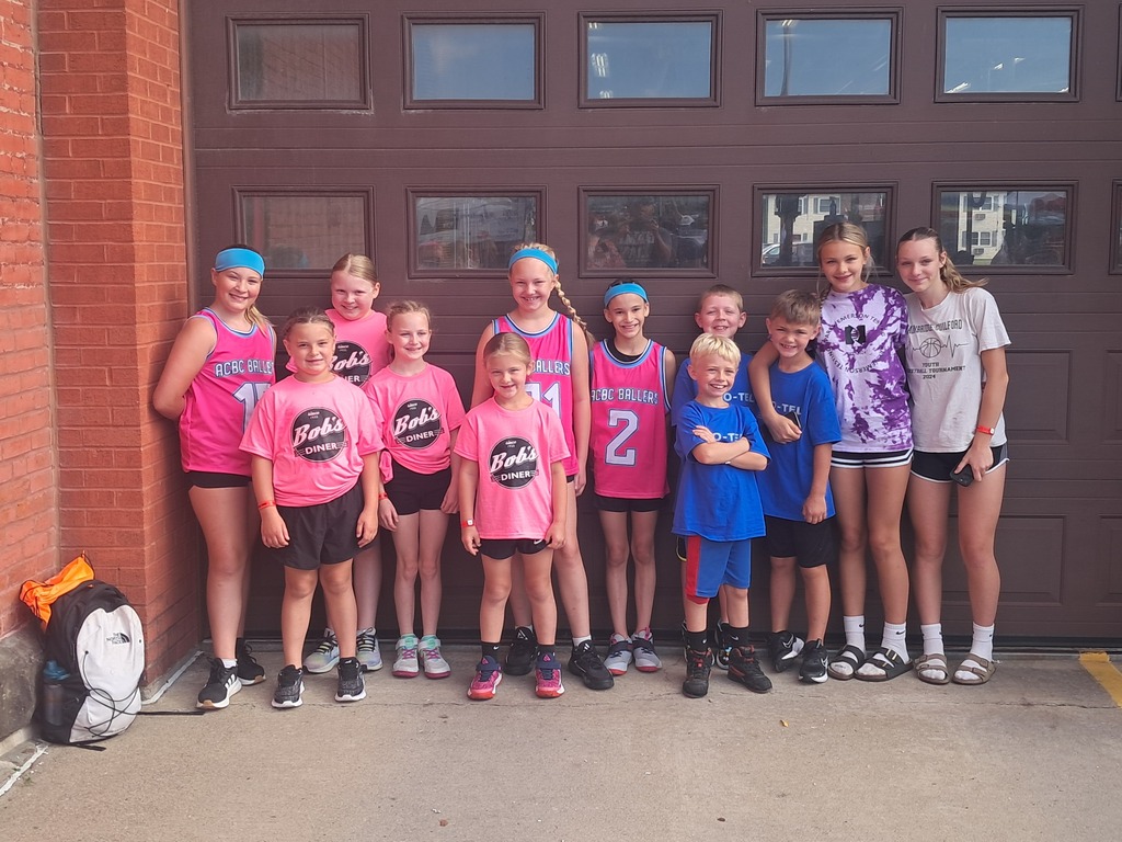 A group of Afton students pose for a picture at the Norwich Gus Macker Tournament.