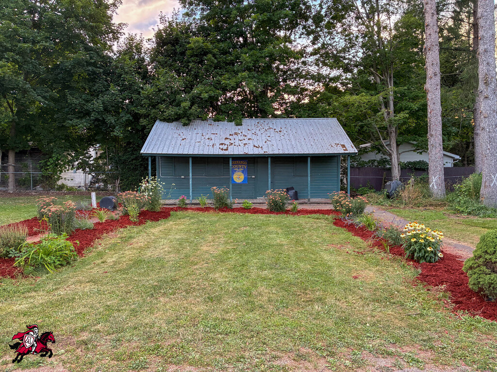 A photo of the freshly mulched community garden at the Chenango County Fairgrounds