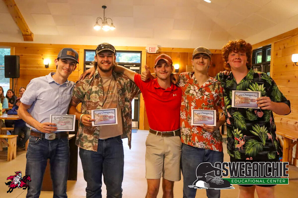 A group of Afton FFA members pose for photo at Camp Oswegatchie