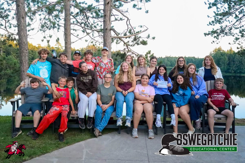 Afton FFA members pose for a group photo at Camp Oswegatchie