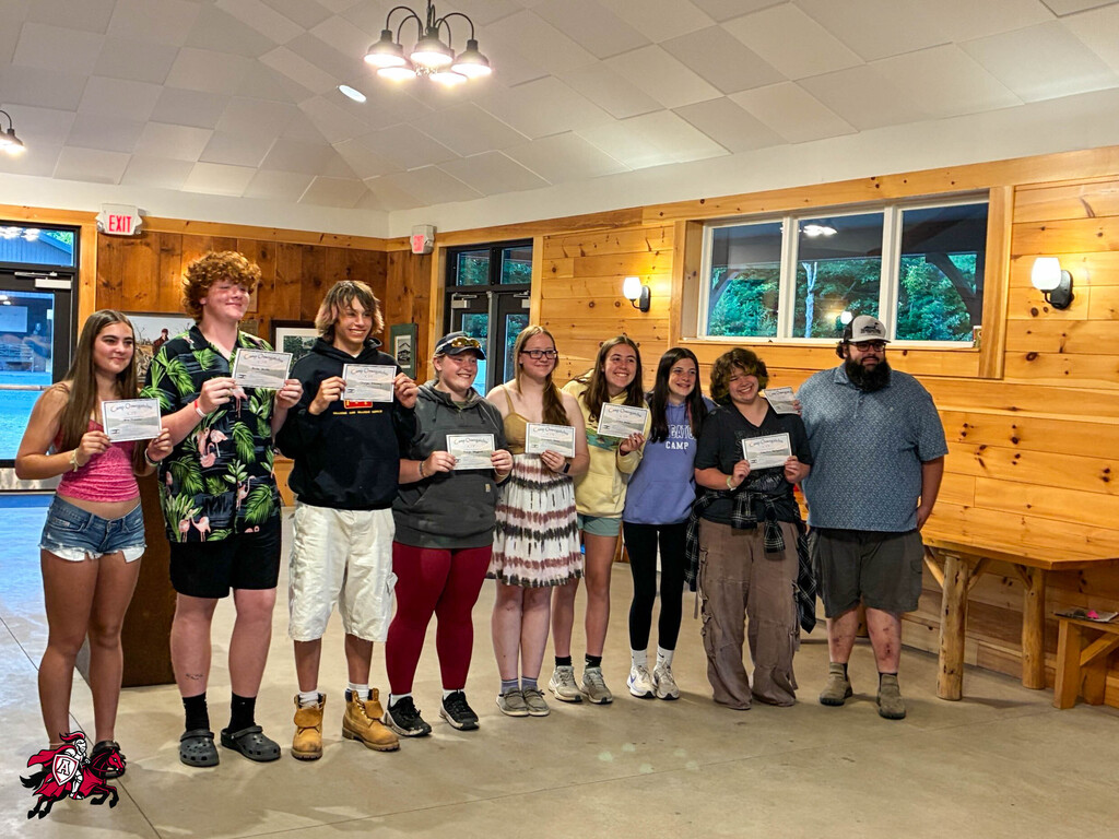 A group of Afton FFA members pose for photo at Camp Oswegatchie