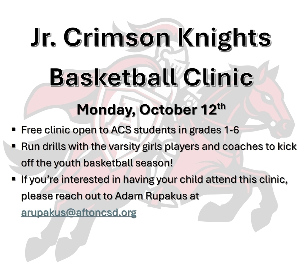 A poster with bold text. It reads: "Jr. Crimson Knights Basketball Clinic" and "Monday, October 12th."