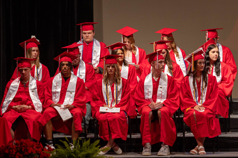 The Afton Central School Class of 2026 sits on a stage during their graduation ceremony