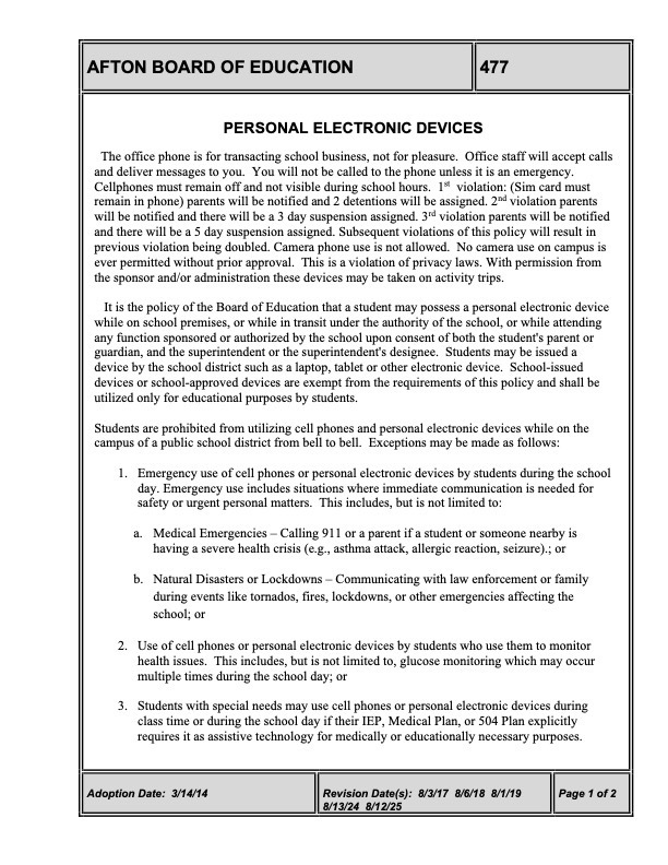 Cell Phone Policy 1-2