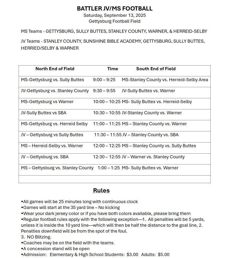 Gettysburg Jamboree Schedule