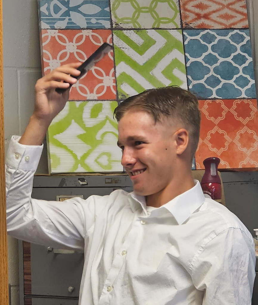 combing the hair