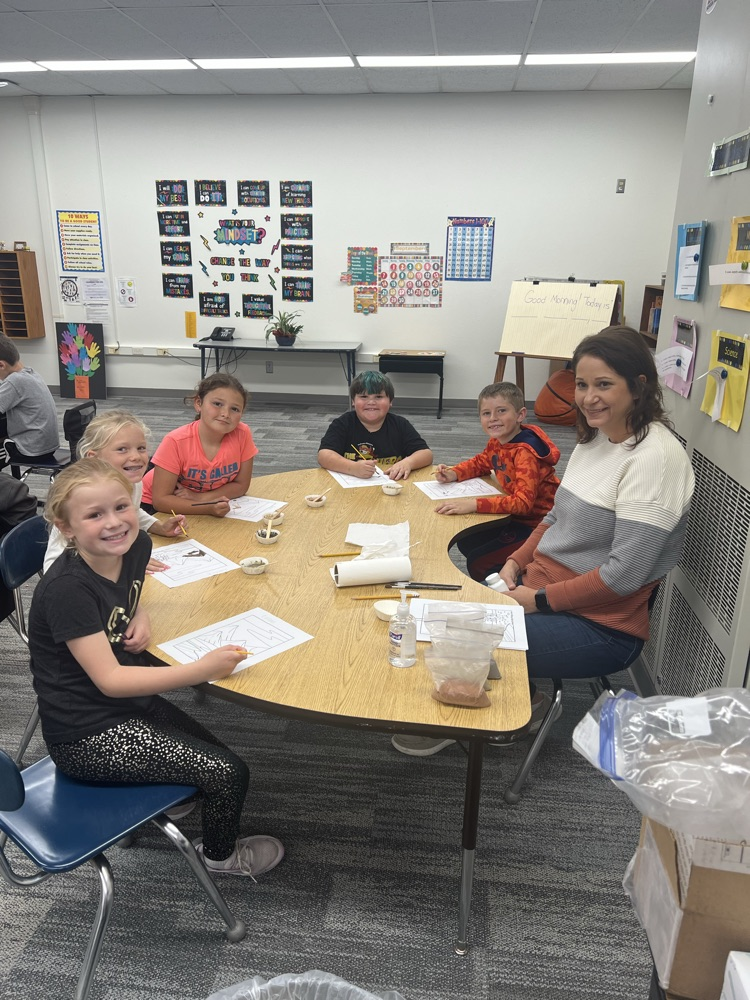 Second Graders painting with different kinds of soil in Ag in the Classroom  