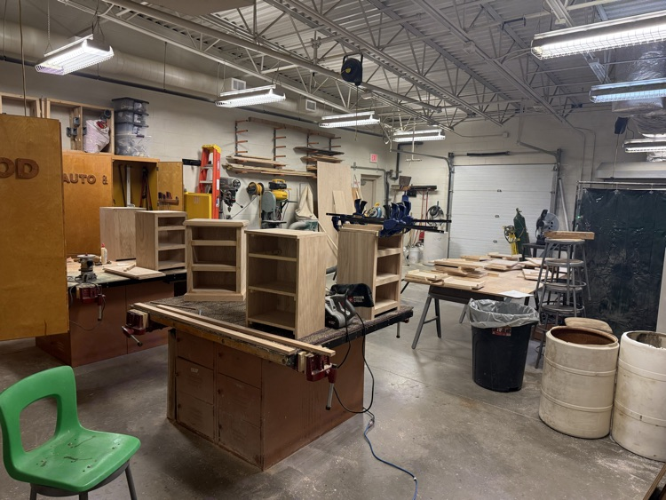 A shop full of projects in progress.