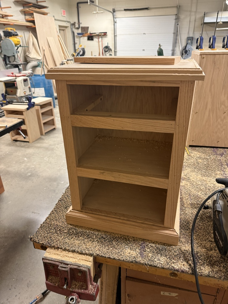 Oak nightstands in progress .