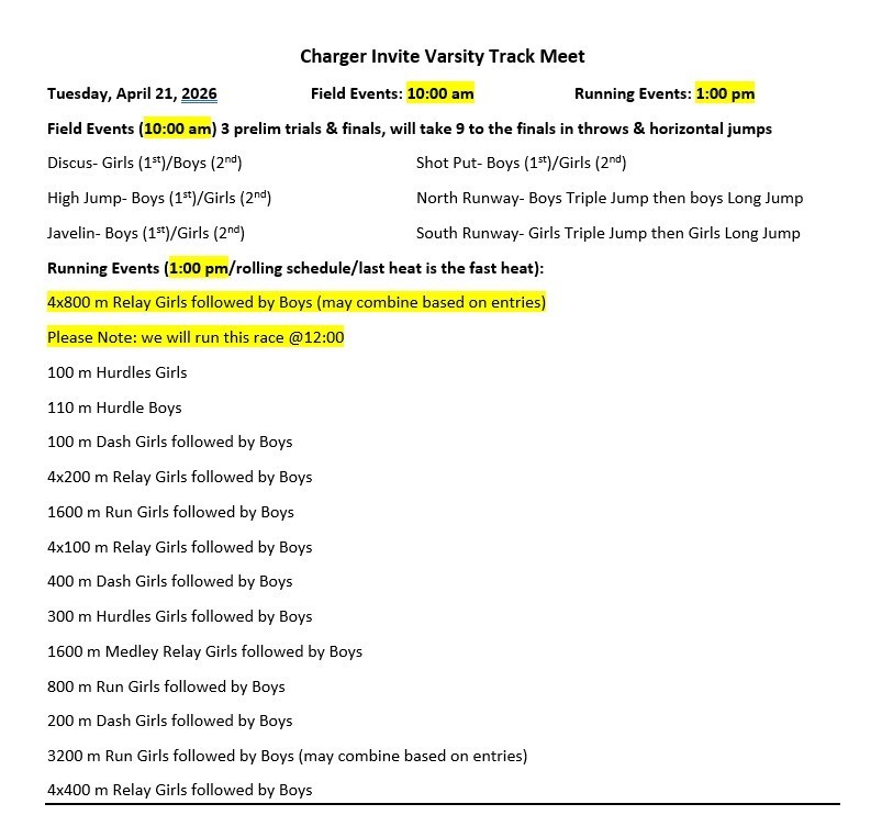 Chargers Invite Schedule