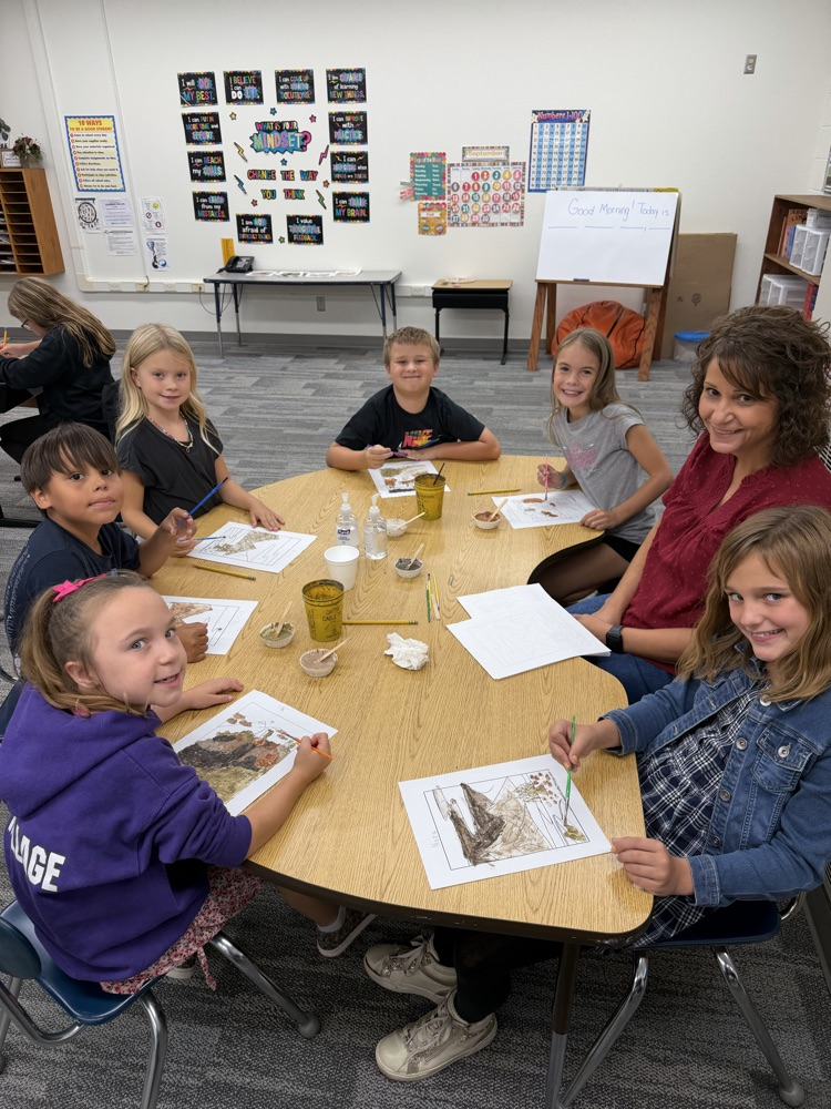 Second Graders soil painting in Ag in the Classroom