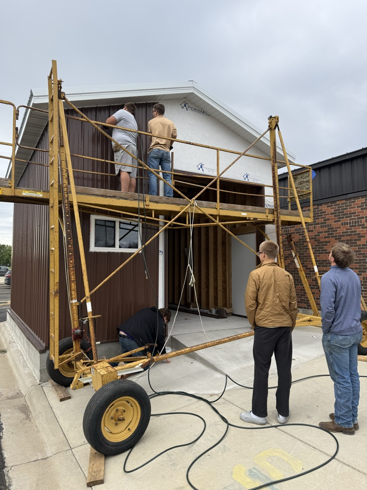 The rolling scaffolding makes this job much easier and safer!!