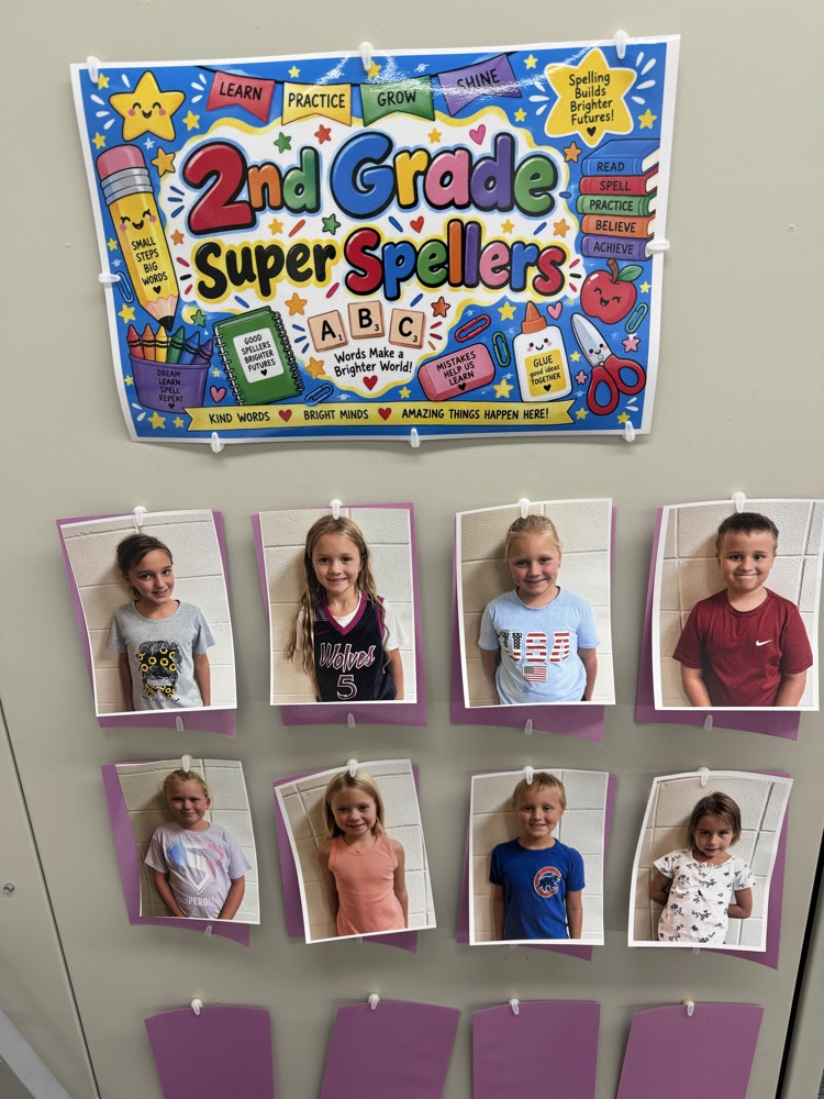 Congratulations to the Second Grade Super Spellers of the week!