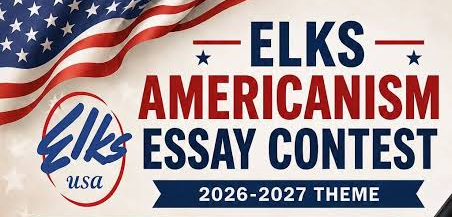 flag with words Elks Americanism Essay Contest 