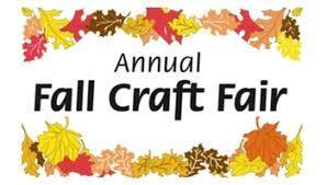 words Annual craft fall craft fair with orange, yellow,, brown leaves