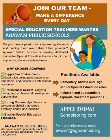 Agawam Special Services Hiring Announcement