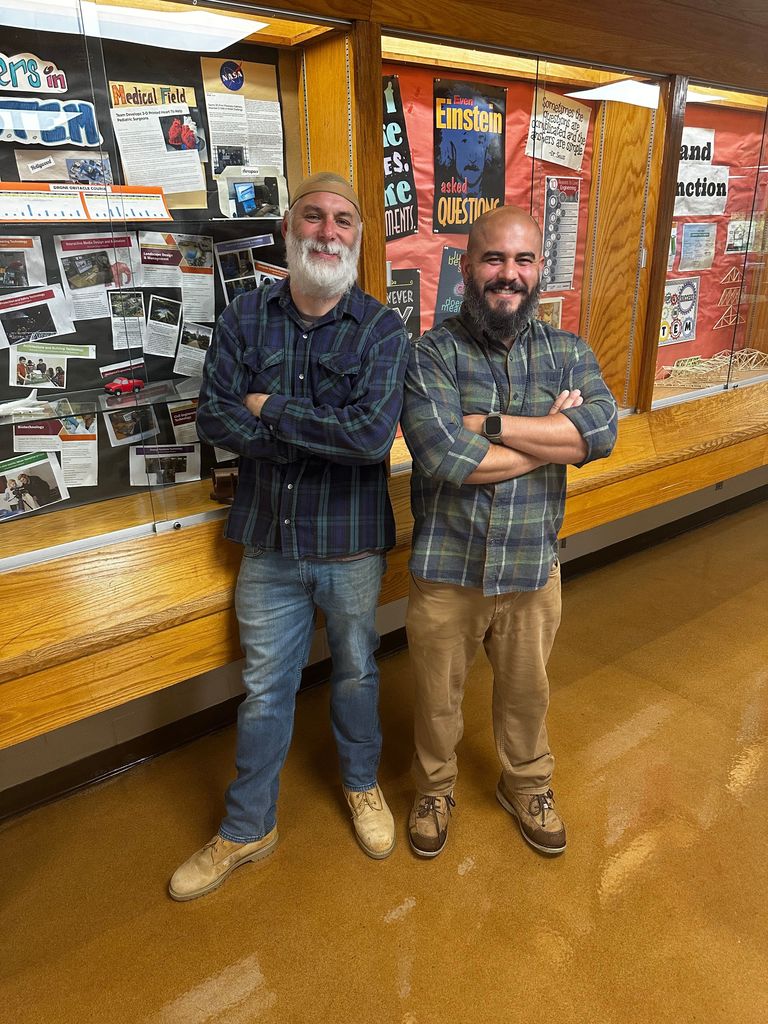 teachers dressed alike flannel shirts