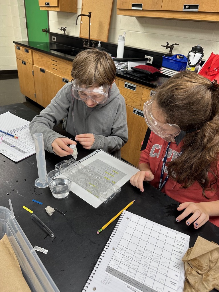 students doing a science experiment with dropper and tray