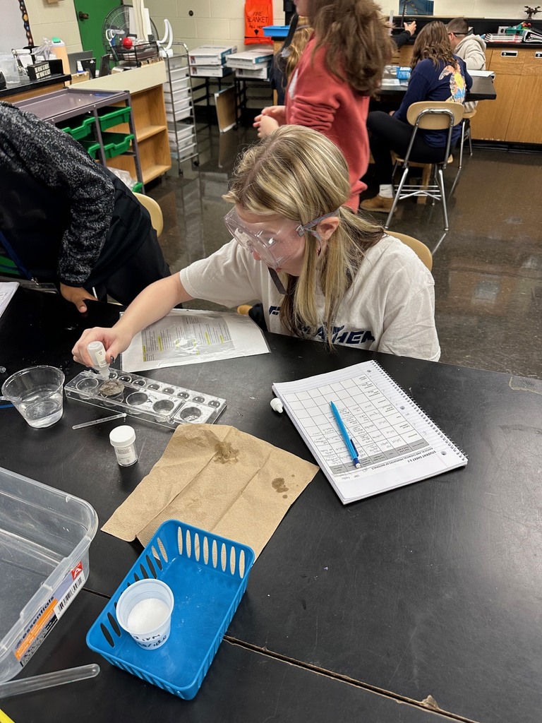 student doing a science experiment with dropper and tray