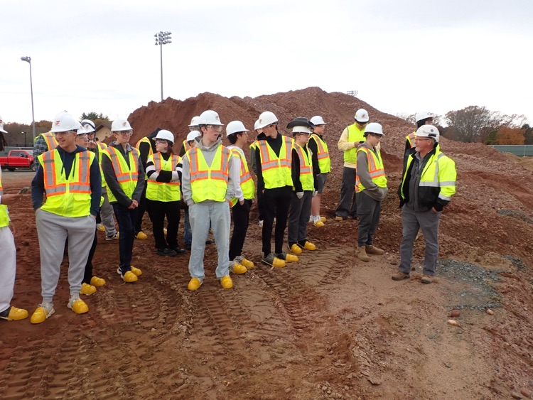 students viewing the construction site