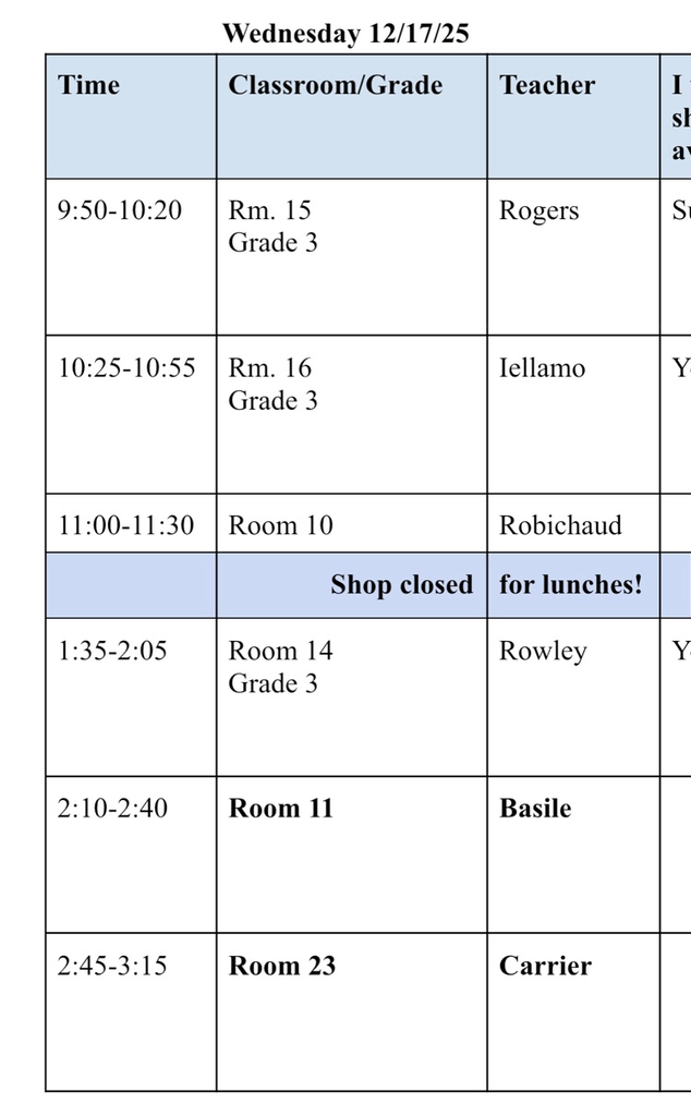 holiday shop day one