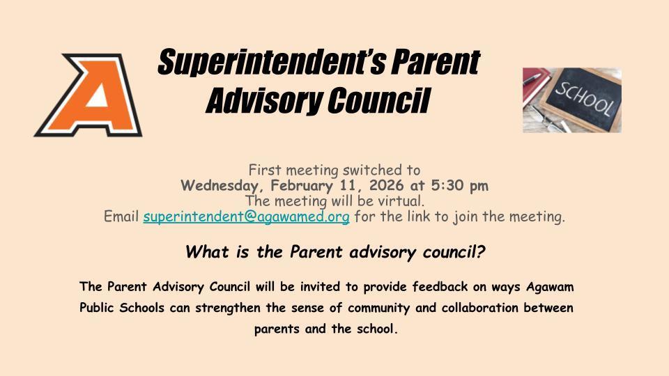 Superintendent Parent Advisory Council - Meeting Change