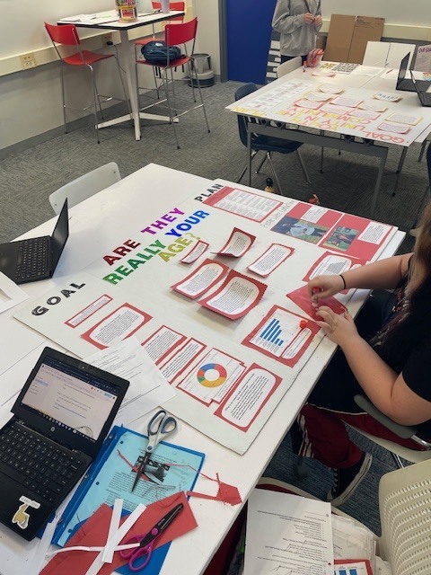 students working on civic posters