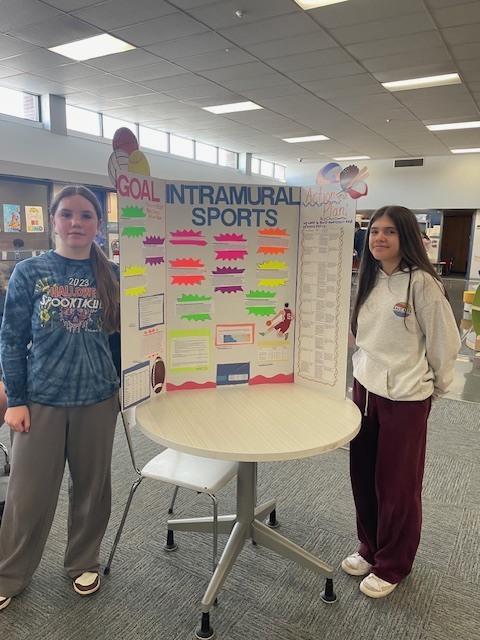 students standing with their completed civic posters