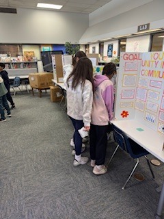 students viewing civics poster