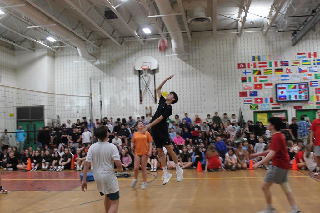 Student doing a jump shot