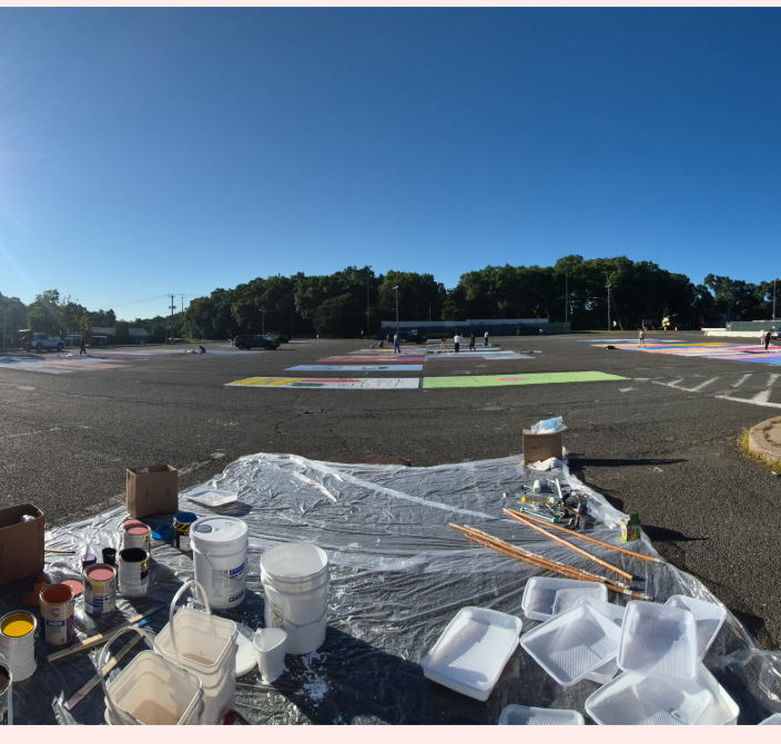 AHS senior students painting their parking spots