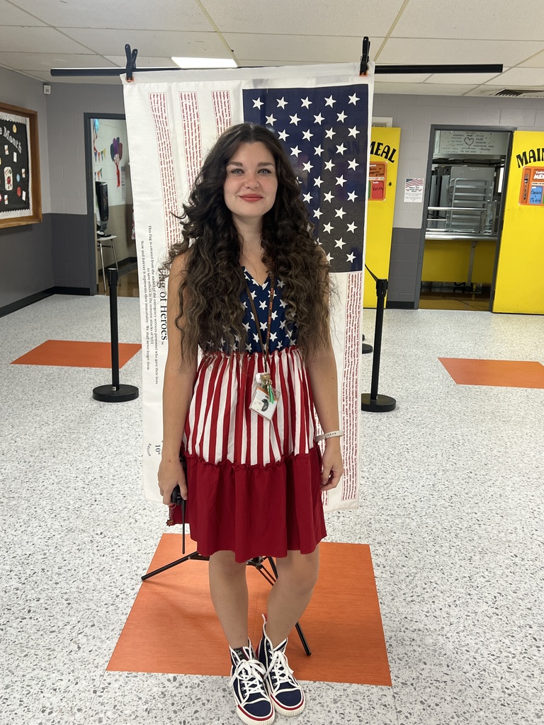 counselor wearing red white blue attire